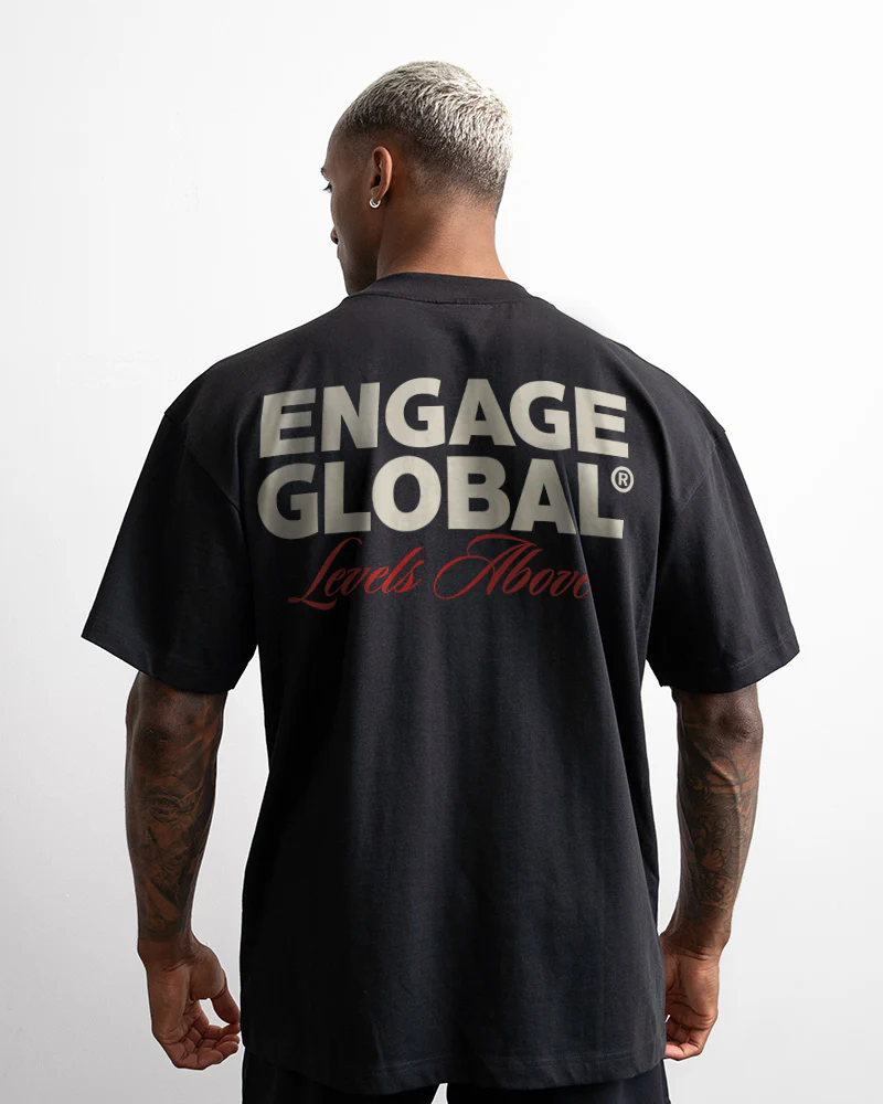 Engage 'Levels Above' Oversized T-Shirt (Black) - Image 4